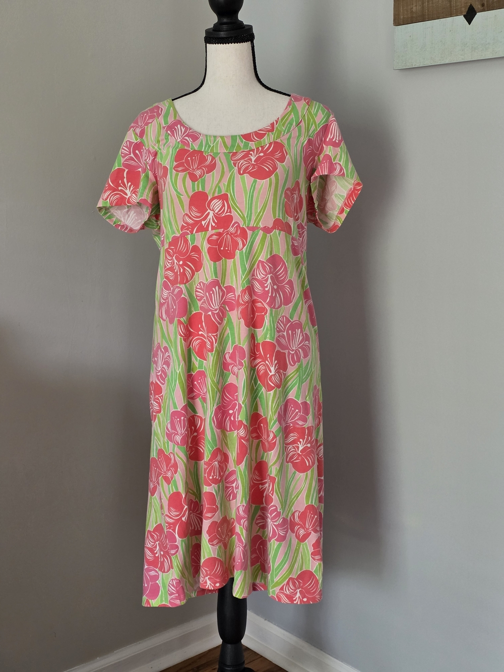 Lilly Pulitzer Pink & Lime Floral Scoop Neck Midi Dress